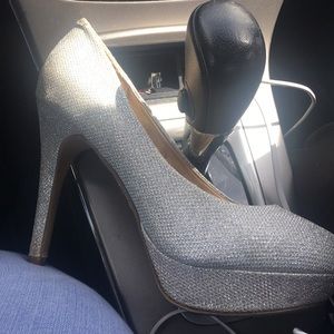 Silver sparkle heels